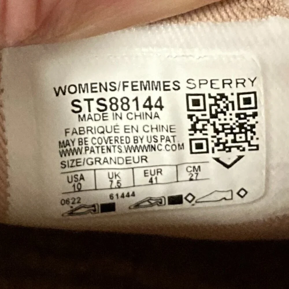 Sperry Twin Crest Sneaker Size 10 Slip-On Cork Insole Rose Canvas Seacycled